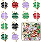 LEGENTLISUR 50-100Pcs Clover Charms for Jewelry Making Enamel Charms Flower Charm for Earring Bracelet Necklace Jewelry Making