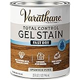 Varathane Total Control Ipswich Pine Gel Stain | Thick Gel For Vertical Surface Application, Wood, Metal, And Fiberglass, Low Odor Water-Based Formula, Quart