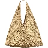 XMLMRY Crochet Beach Tote Bag Summer Vacation Handbags Beach Bag for Women Cute Woven Shoulder Purses Mesh Knit Crochet Bag