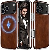 LOHASIC Designed for iPhone 17 Pro Leather Case, Strong Magnetic Compatible with MagSafe Luxury Classic Protective Cases for iPhone 17 Pro 6.3" 2025, Dark Brown