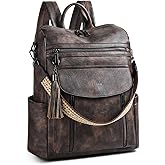 Shrrie Laptop Backpack for Women 15.6 inch,Travel Leather Backpack Purse Nurse Teacher Carry on Backpack Computer Bag,Professional Water-Resistant College Business Work Casual Daypack,Two-toned Coffee