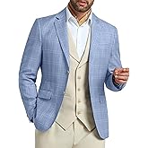Mens Blazer Slim Fit Stripes Plaid Casual Suit Jacket for Men Two Buttons Business Lapel Sport Coats