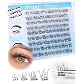 JIMIRE Natural Self Adhesive Eyelashes Wispy Pre Glued Lash Clusters No Glue Needed Press on Lashes Reusable Self Adhesive La