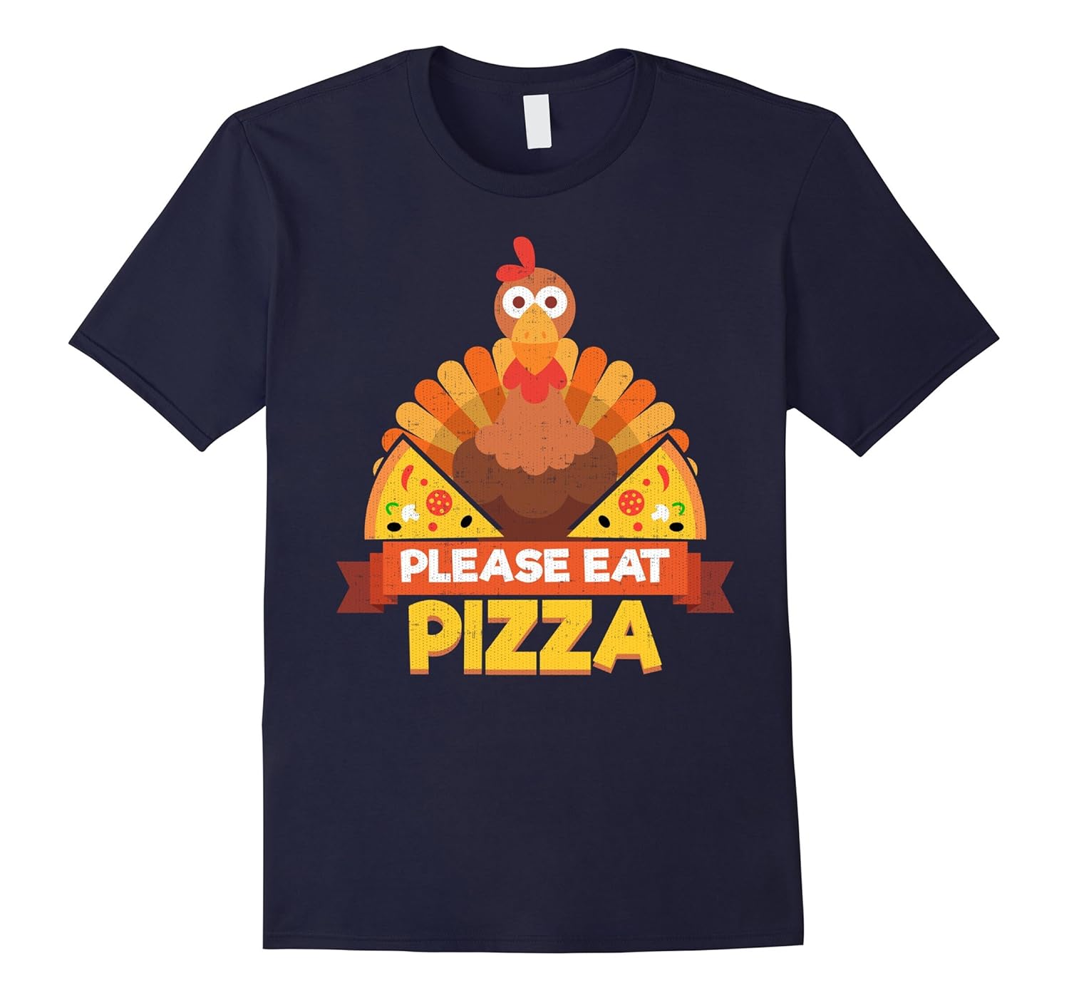 Please Eat Pizza Turkey Funny Thanksgiving Shirt-Rose