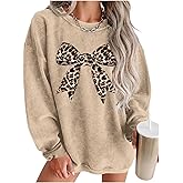 GORGLITTER Women's Oversized Bow Sweatshirt Long Sleeve Crewneck Pullover Top Aesthetic Casual Workout Going Out Outfits