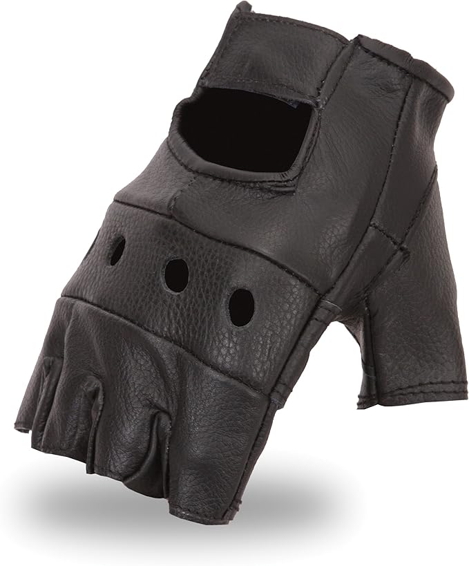 Leather Fingerless Glove w/Padded Palm Exercise Gloves