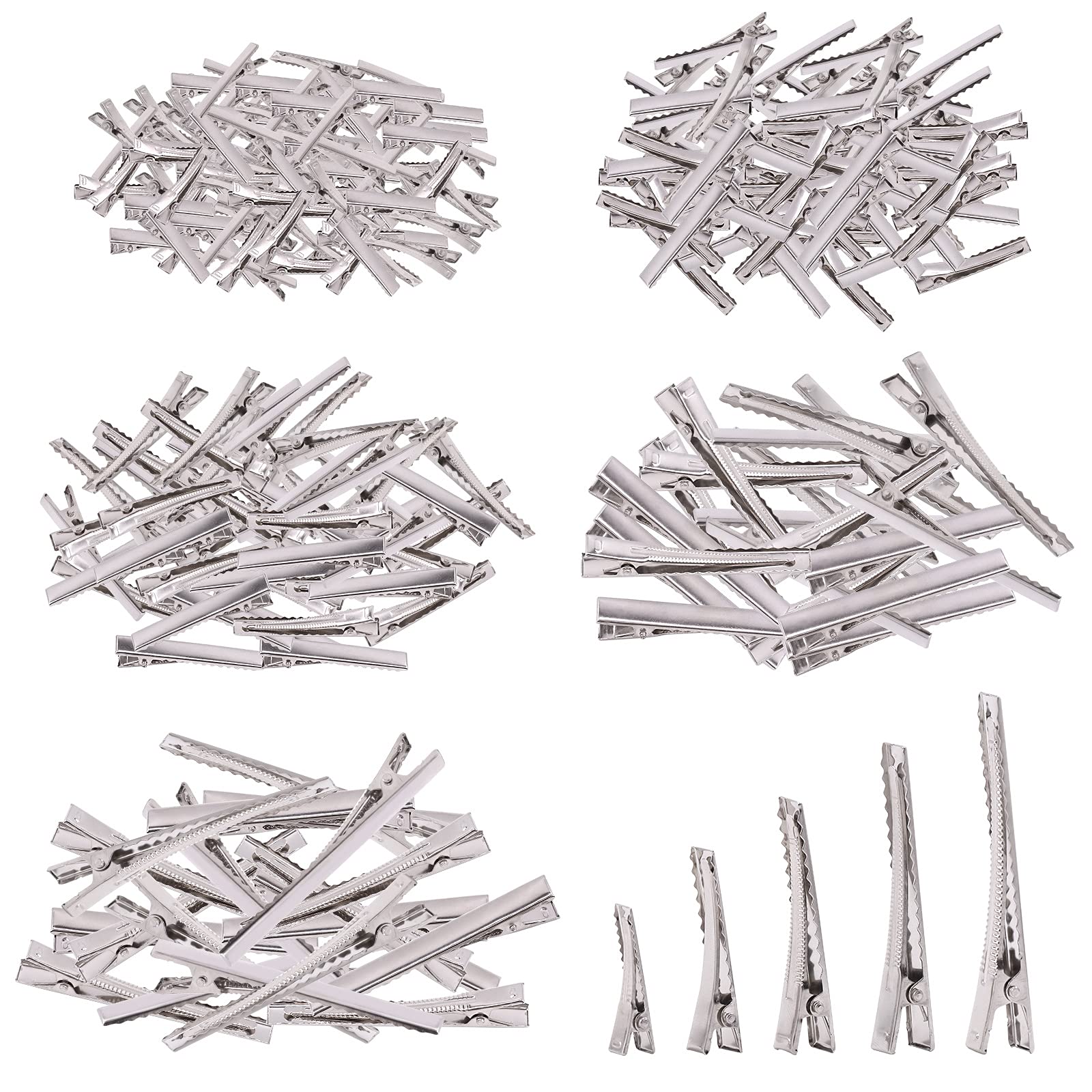 Mardatt 270Pcs 5 Sizes Alligator Hair Clips Bulk Silver Single Prong Hair Clips For Bows Making Hair Pins For Sectioning Hair Styling And Sectioning Hairdressing DIY Crafts