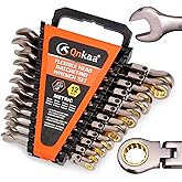 Qnkaa Flexible Ratcheting Wrench Set 12pcs Metric 8-19mm flex head ratchet | ratchet wrench ratchet wrenches set Gear Ring Ratchet Combination Wrenches Kit 72-tooth ratchet with Portable Organizer