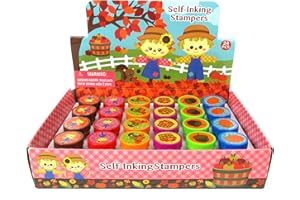 TINYMILLS Tiny Mills 24 Pcs Fall Stampers for Kids Assorted Stamps for Kids Self Ink Stamps (12 Different Designs) Fall Party, Thanksgiving Halloween Party Favors, Goody Bag Filler Treats, Classroom Rewards