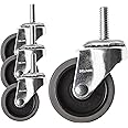 DELIVeR 2 Inch, Swivel Caster Wheels, Set of 4, 80 Lbs Per Caster, for Desk Chair, Office Chair, Stem Casters, Replacement Rubber Caster Wheels, Metal Threaded Stem 3/8”-16 x 1” Caster