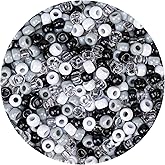 1000PCS 6x9mm Pony Beads Bulk – Black, Gray, White Kandi Beads for Bracelets, Hair Braids, Jewelry Making, Crafts – Large Hole Plastic Bead for DIY Kits