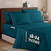 Elegant Comfort 1500 Premium Quality 4-Piece Bed Sheet Set - 18-24 Inch Extra Deep Pocket, Smart Storage Pockets, Wrinkle Free Ultra Soft 4PC Extra Deep Pocket Sheets, Twin/Twin XL, Marine Teal
