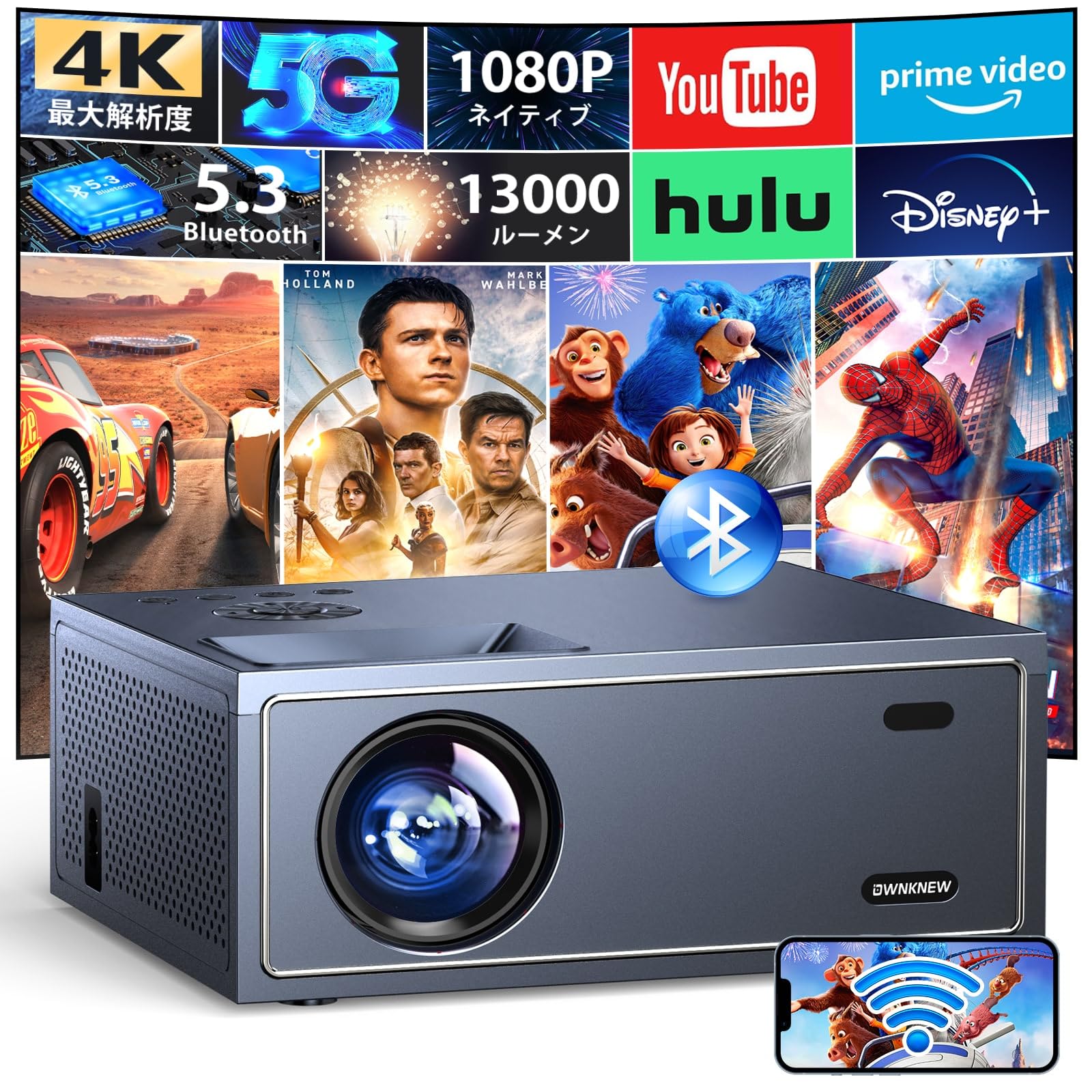 Mua OWNKNEW Projector, Small, 1080P, 4K Compatible, 13,000 LM, Home ...