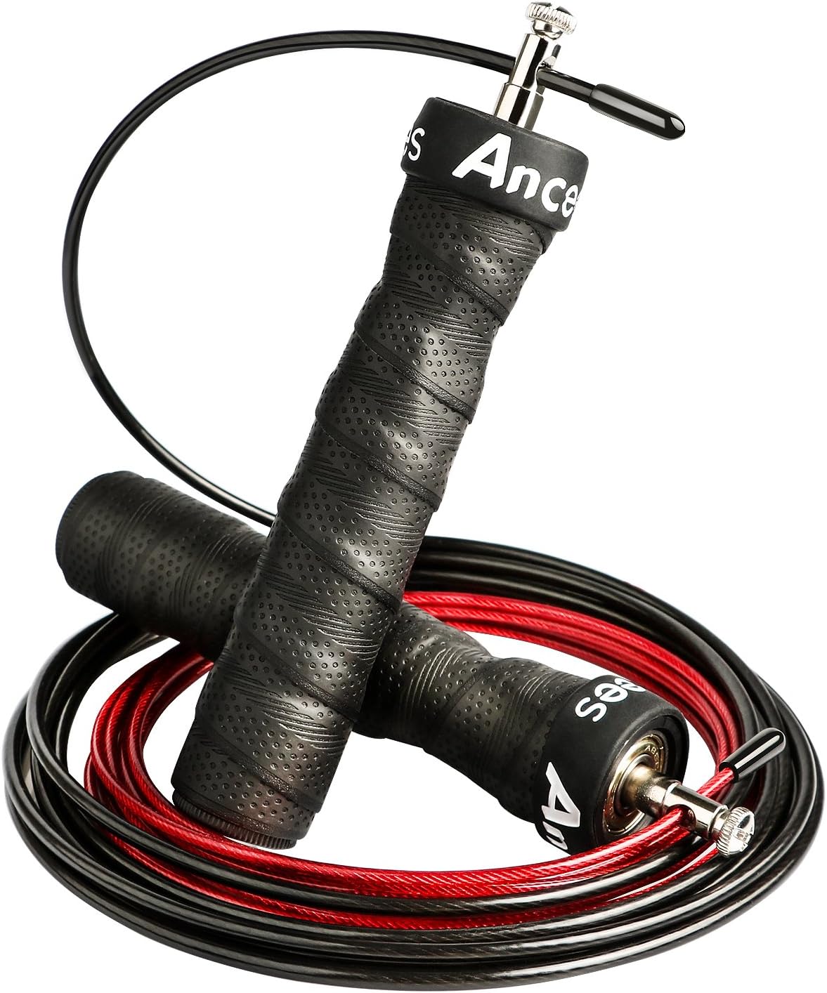 Ancees Skipping Rope, High-Grade Adjustable Speed Jump Rope Skip Rope with Soft Rubber Grip Handles and Rapid Ball Bearings Ideal for Crossfit, Boxing, MMA, HIIT, Interval Training & Double Unders