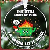 Funny Dumpster Fire Christmas Ornament 2025 - Everything's Fine Holiday Ornament - Emotional Support Gift for Men and Women - Unique Acrylic Christmas Decoration for Tree