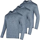 3 Pack Men's Sun Protection Hoodie UPF 30+ Long Sleeve Rash Guard Tee Moisture Wicking Pullover T-Shirts