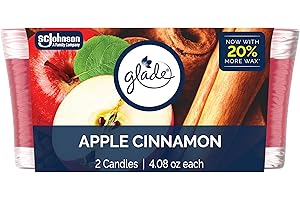 Glade 1-Wick Scented Candle Jar, Apple Cinnamon, Air Freshener Infused with Essential Oils, 4.08 Oz, 2 Count