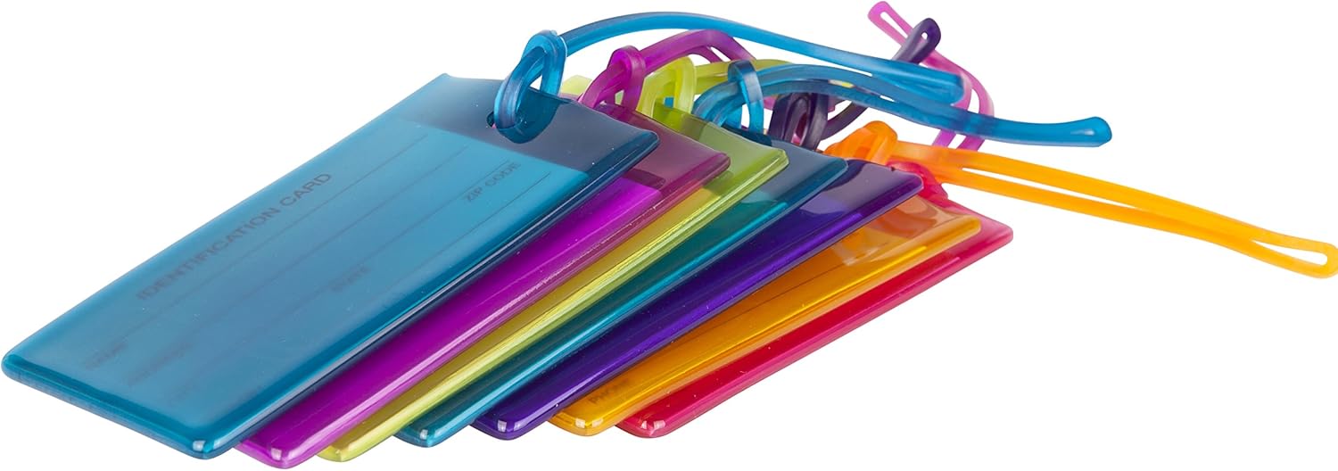 14 Pack TravelMore Luggage Tags for Suitcases, Flexible Silicone Travel ID Identifier Labels Set for Bags & Baggage - Multi Color Pack: Office Products