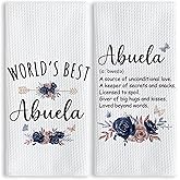 TNUW Abuela Grandma Kitchen Towels 16x24 Inch, Abuela Gifts for Christmas Dish Tea Towels for Kitchen, Best Grandma Gifts from Grandkids Decorative Hand Towel for Bathroom, Set of 2