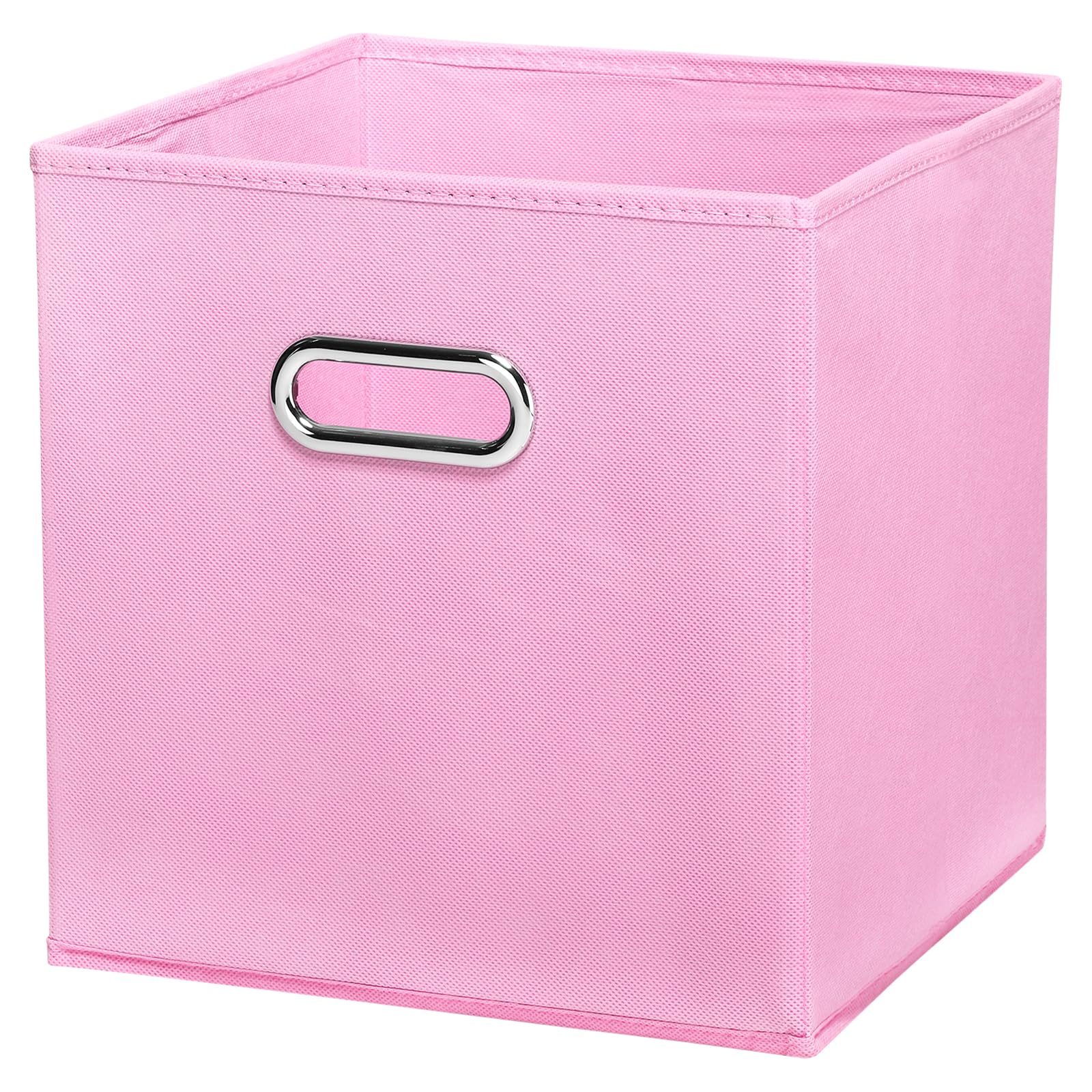 PATIKIL Foldable Storage Cube Bins, Fabric Storage Bins Cube Organizer with Handle for Home Bedroom Shelf Closet Organization, Pink (11"x11"x11")
