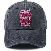 Splash Brothers Customized Chemo Hair Don't Care Hats for Women, Cotton Embroidered Pink Ribbon Baseball Cap