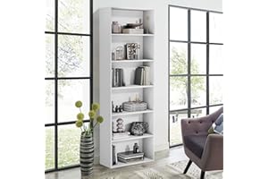 GRUSIGN 71" Tall 6-Tier Bookshelf, Large Open Display Bookcase with Ample Storage, Floor Standing Book Shelf for Living Room, Home Office, Bed Room, White