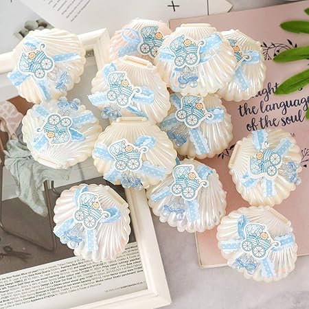 Qilicz Scatola Regalo Con 12 Pezzi Di Conchiglia Per Battesimo Dolci Per Bambini Caramella Scatola Con Mini Ciucci Decorativi Per Festa Nascituro Baby Shower Festa Pacchetto Regalo Amazon It Casa E Cucina