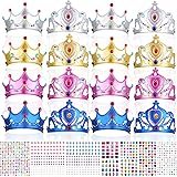DIY Glitter Crown Craft Kit - 6 Foam Tiaras With Jewel Stickers For Kids Parties
