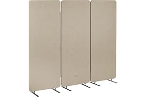 VIVO Freestanding 72 x 66 inch Privacy Panel, Cubicle Divider, Acoustic Wall Partition, x3 24 inch Panels, Beige, PP-3-T072BE