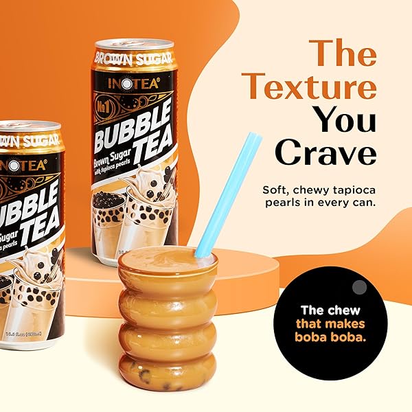INOTEA BUBBLE TEA WITH TAPIOCA PEARLS – DELICIOUS, INSTANT BOBA TEA – READY-TO-DRINK BLACK MILK TEA – COMES IN LARGE 16.6 OZ CANS – ENJOY REAL BOBA WITHOUT THE LONG LINES – BROWN SUGAR – 12 PACK