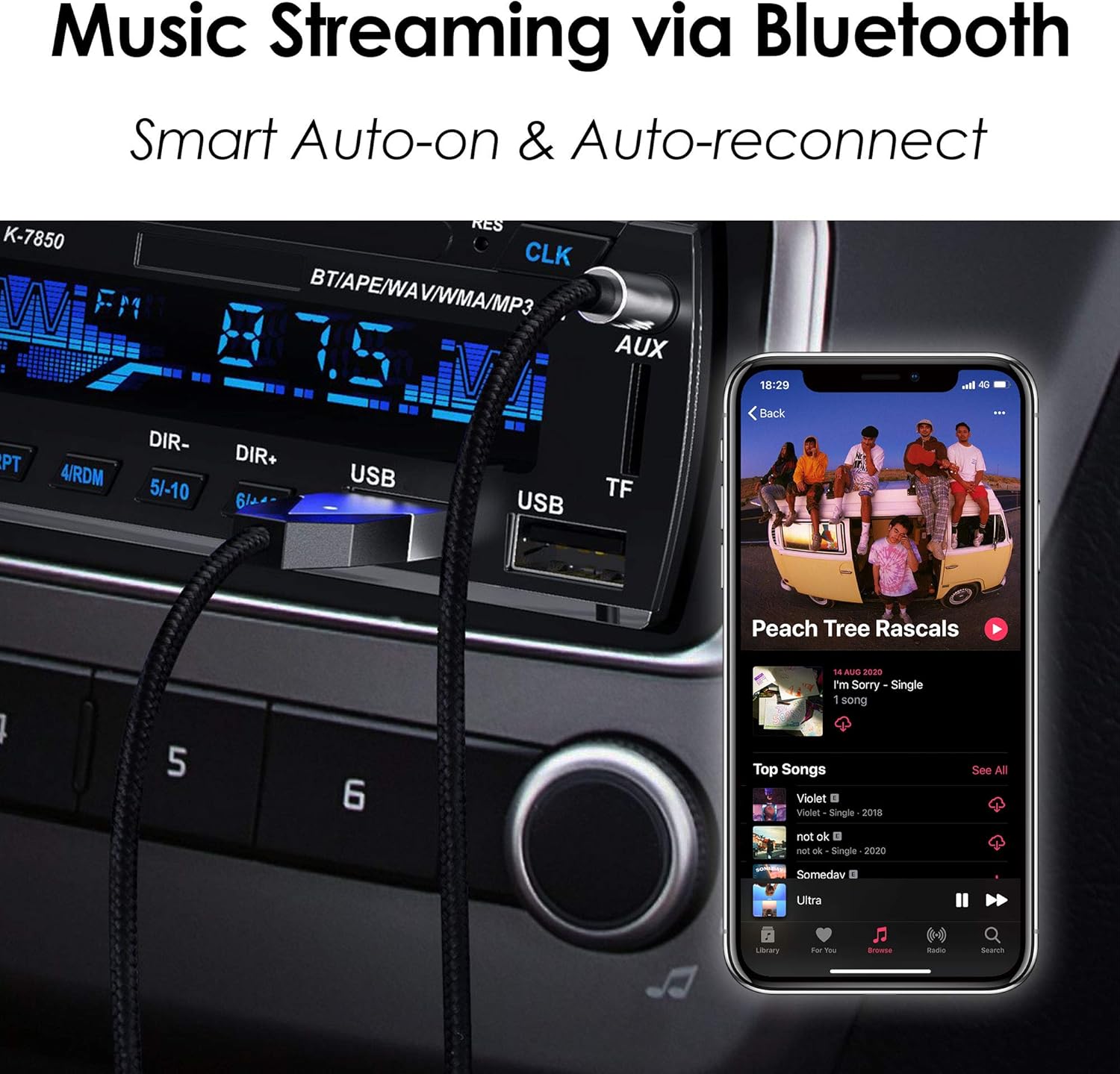 PALOVUE Bluetooth Aux Adapter, Audio Car Kit USB Adaptor with 3.5mm Jack for Car Music Streaming and Calling or Home Stereo - Image 5