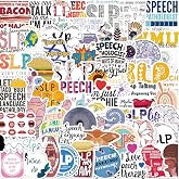 56pcs Speech Language Pathologist Stickers, SLP Waterproof Vinyl Sticker Decals for Laptops Phone Water Bottle Computer, Spee