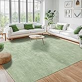 LIANLAM Washable Rug 8x10 Area Rugs for Living Room - Stain Resistant Non-Slip Backing Boho Rug for Bedroom,Durable & Ultra-Thin Vintage Large Area Rug(8x10,Green)