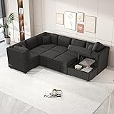 U Shaped Reversible Pull Out Sleeper Sectional Sofa