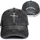 Giavuwn Christian Redeemed Cross Nails Hats for Men Women, Vintage Adjustable Cotton Embroidered Front & Back Baseball Cap