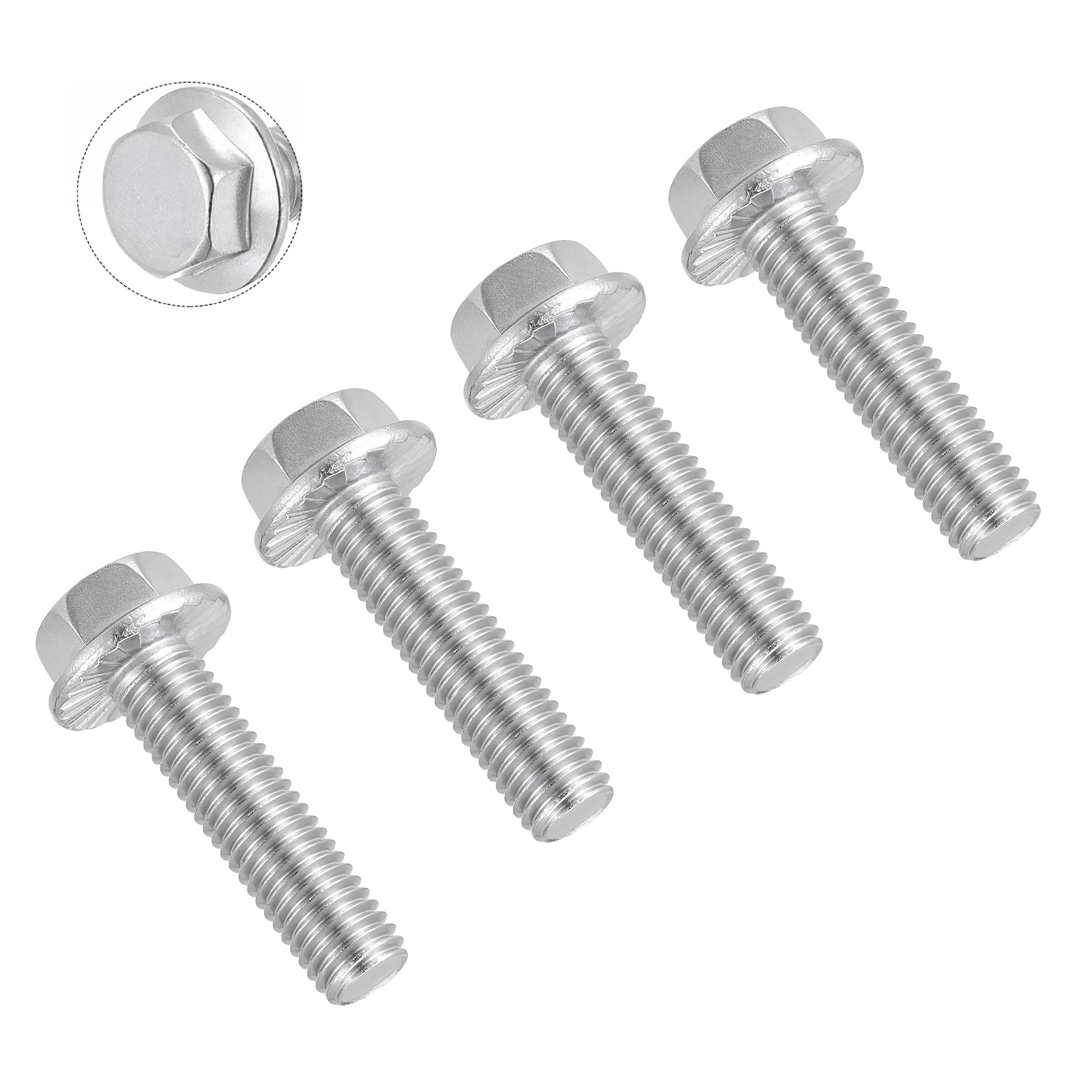 TERF® M12 X 40mm Serrated Flanged Hex Head Bolt M12 (12mm) X 40mm Serrated Flanged Hexagonal Head Set Screw Bolts - Pack of 4