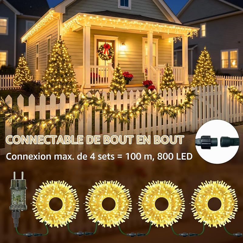 20M 200LED Guirlande Lumineuse Intérieur Extérieur avec Télécommande — photo 6 sur 7