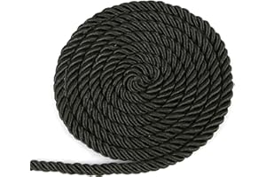 BEL AVENIR 6mm 16Yards Twisted Cord Rope Trim Craft Decorative Nylon Rope Handmade Cording for Sewing Crafts Upholstery Home Décor (Black)