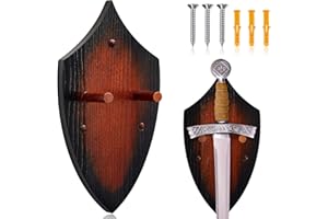 Queekay Wooden Sword Wall Mount Plaque Hanger for Katana Sword Display Stand for Wall Display Plaque with Hardware(Black Brown,Classic)