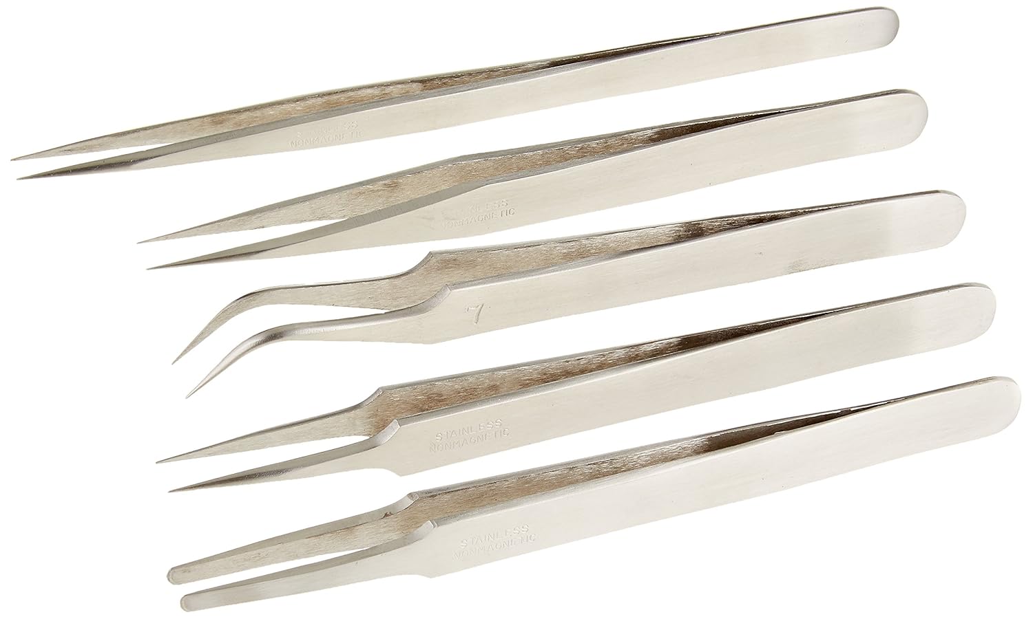 5pc Precision Stainless Steel Tweezers Forceps Science