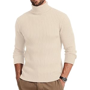 COOFANDY Mens Turtleneck Sweater Long Sleeve Casual Ribbed Pullover Sweater | mock neck sweater with ribbed,mock turtle neck,