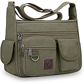 LEBULLBRO Canvas Shoulder Bag for Mens Multi-pockets 13 inch Laptop Messenger Bag Sling Bags School Crossbody Bags Travel