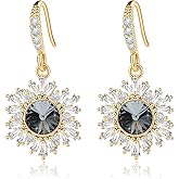 Austrian Crystal Snowflake Drop Dangle Earrings for Women Dangling Christmas Earrings 14K Gold Plated Hypoallergenic Jewelry