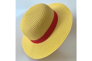 Yofuhope Straw Hat Luffy Hat Cospaly Hats for Halloween Performance Costume Straw hat for Men Women Kids Yellow Strawhats