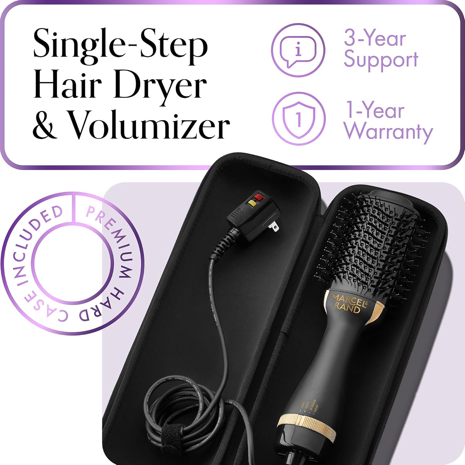 Professional Hair Dryer Brush for Women, 2 in 1 Volumizing Brush Dryer, Oval Brush Blow Dryer 75MM with a Hard Travel Case and Premium Gift Box: Health & Personal Care