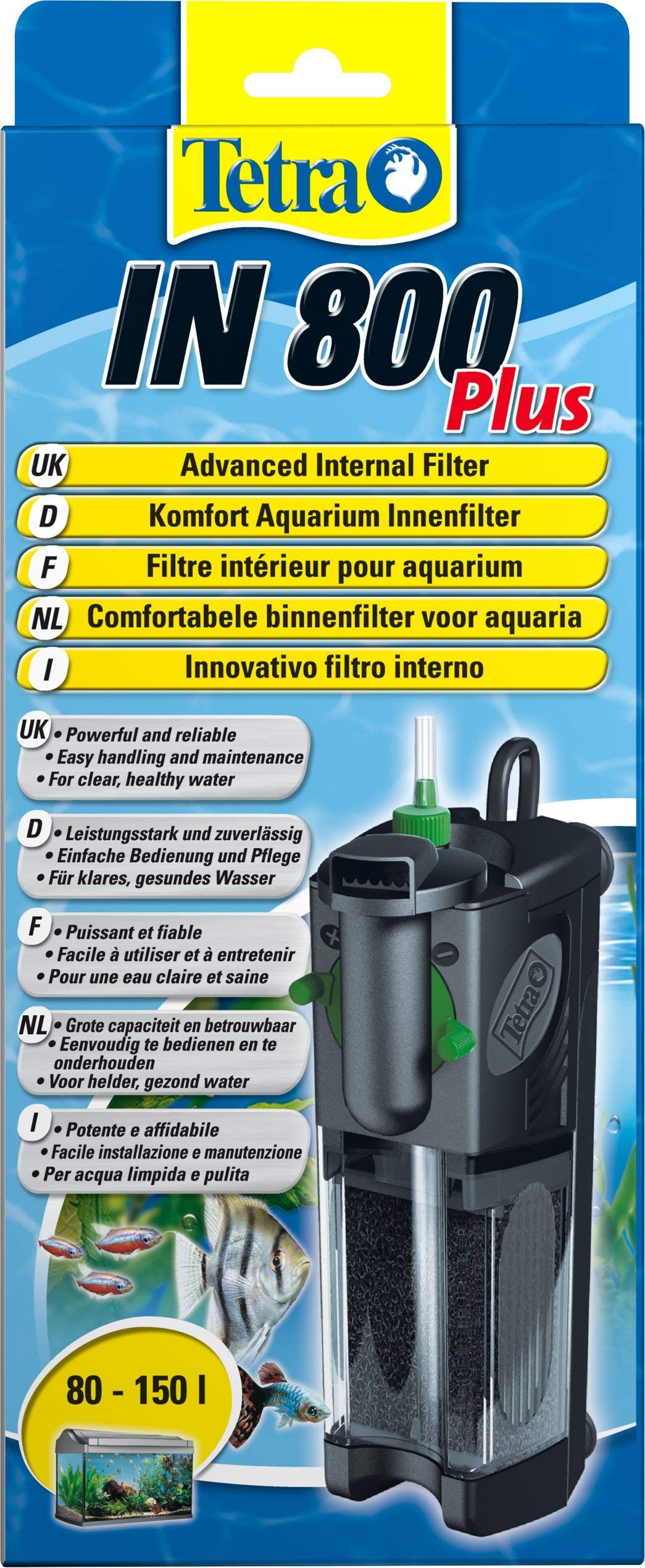 Tetra IN800 Plus Powerful Internal Filter for Physical, Biological and Chemical Aquarium Water Filtration,Black,80-150 litre