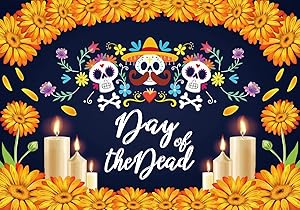 LTLYH 7x5ft Day of The Dead Backdrop Mexican Sugar Skull Flower Photo Backdrop Fabric Dia de Los Muertos Party Cake Table Banner Photo Booth Backdrop Props A065