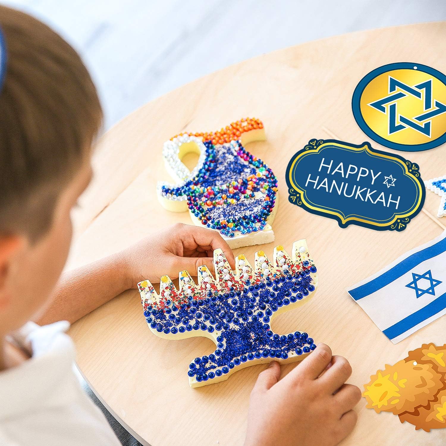 Blulu Hanukkah Decorations Banner Pre-assembled Chanukah Garland Happy Hanukkah Banner Backdrop Props for Home Indoor Holiday Party Decor Supplies - Image 5