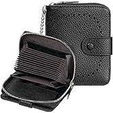GAEKEAO Women's Leather Wallet RFID Blocking Card Holder with Many Compartments Small Purse with Zipper Key Chain Wallets
