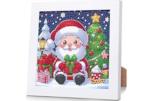 cviokrdu Christmas Diamond Art Kits for Kids with Frame - Santa Claus Diamond Art for Kids Ages 4 8 12, Christmas Gem Painting Kit for Gift Home Wall Decoration(7x7inch)